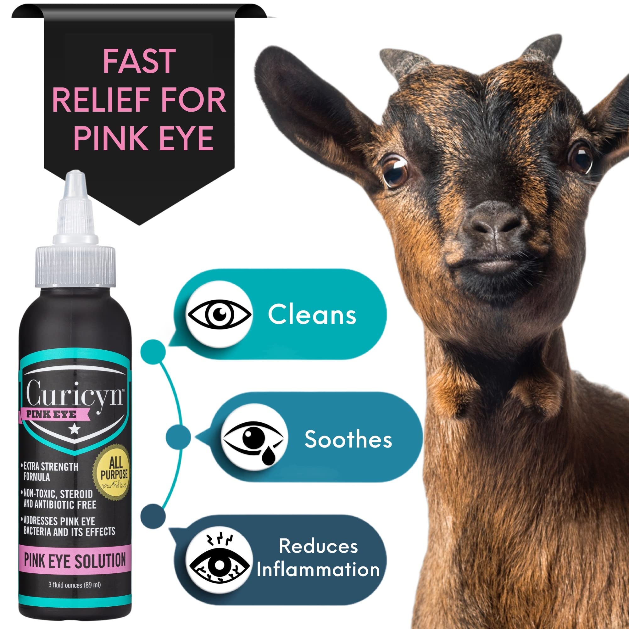 Curicyn Pink Eye Solution (3 oz), Dog Eye Drops, Conjunctivitis Eye Drops for Dogs, Cats, Livestock and Horses, Dog Eye Wash with Purified Anolyte, Safe and Soothing Dog Eye Drops for Infection - Image 5
