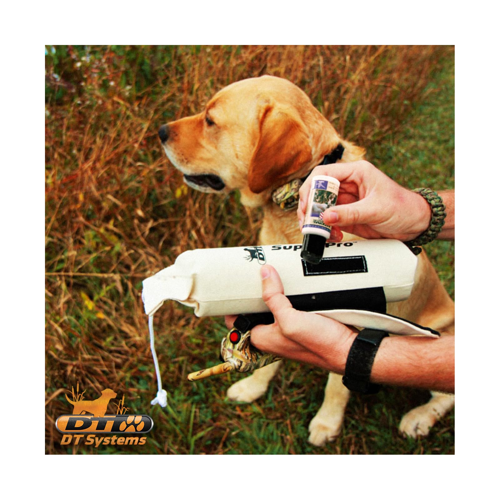 DT Systems Super Pro Series Canvas Winged Dummy, Durable High-Visibility Black & White Floating Hunting Dog Retriever Training Tool with Scent Strip & Rope Handle - Image 6